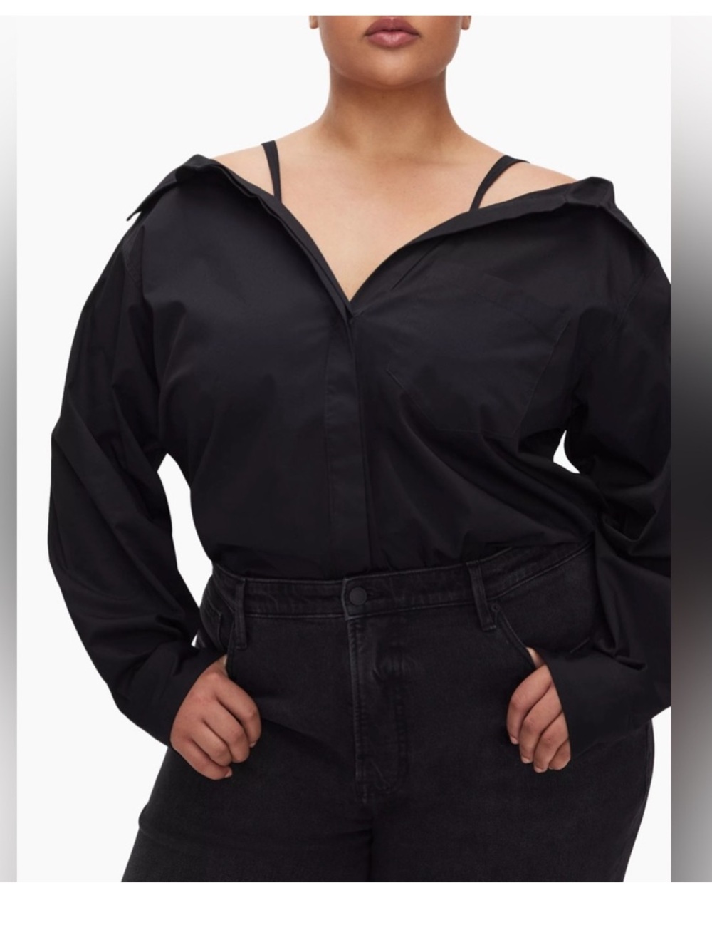 NWT Good American Off Shoulder Shirt Size Large